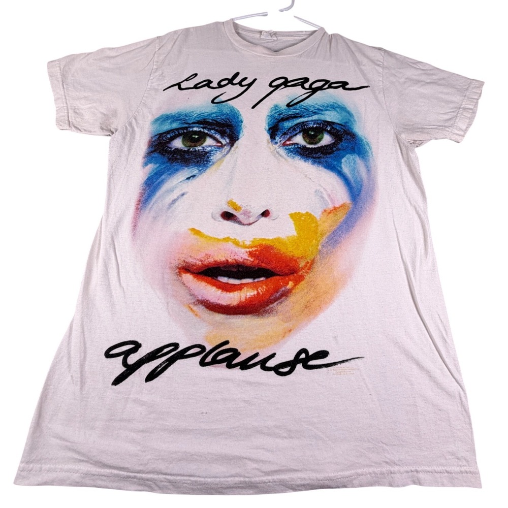 Lady Gaga Applause Artpop T-Shirt White Cotton Large 2013 Concert Tee